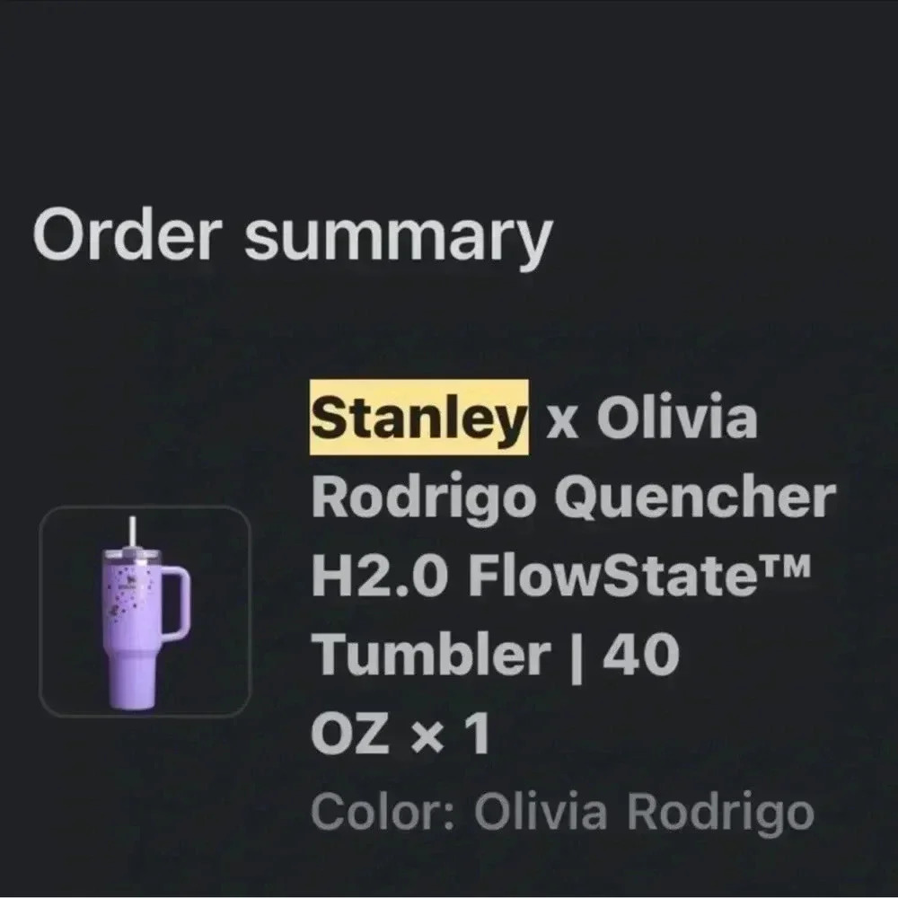 Olivia Rodrigo Stanley 40 oz Tumbler - Limited Edition - JUST RECEIVED 7/18/24 - Picture 12 of 12